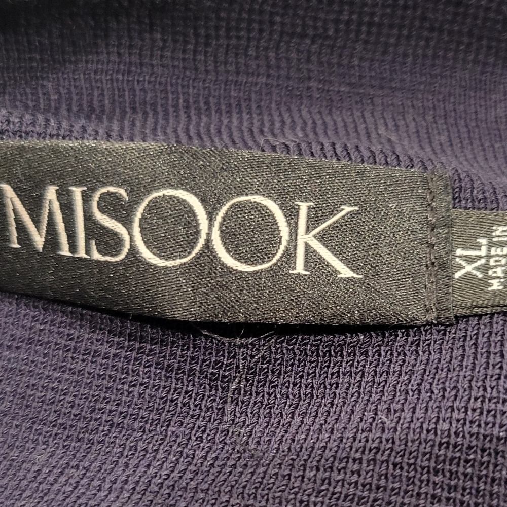 Misook Size XL Navy/White Striped Knit Button Up Cardigan - Picture 5 of 6